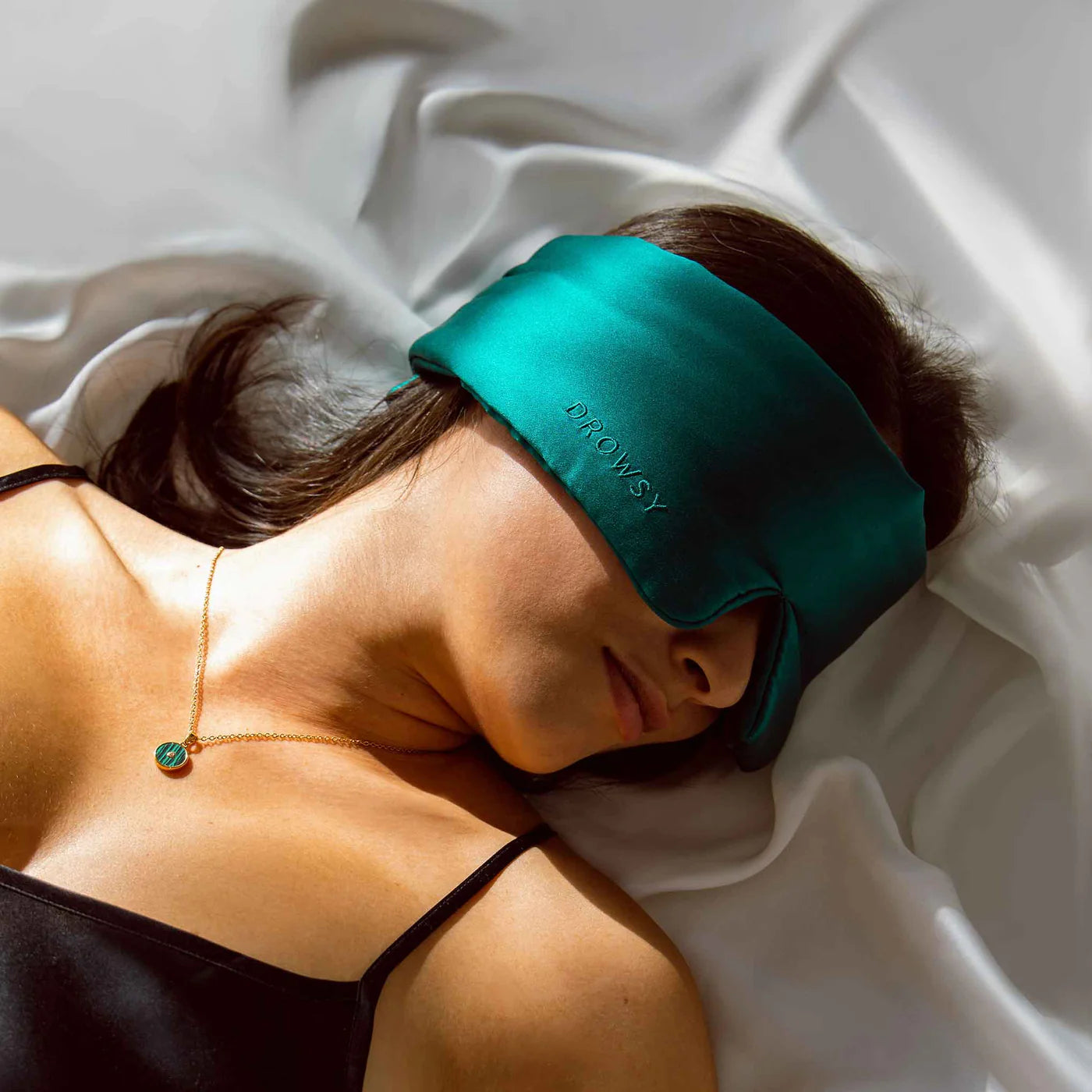 Drowsy Green Sapphire Silk Sleep Mask