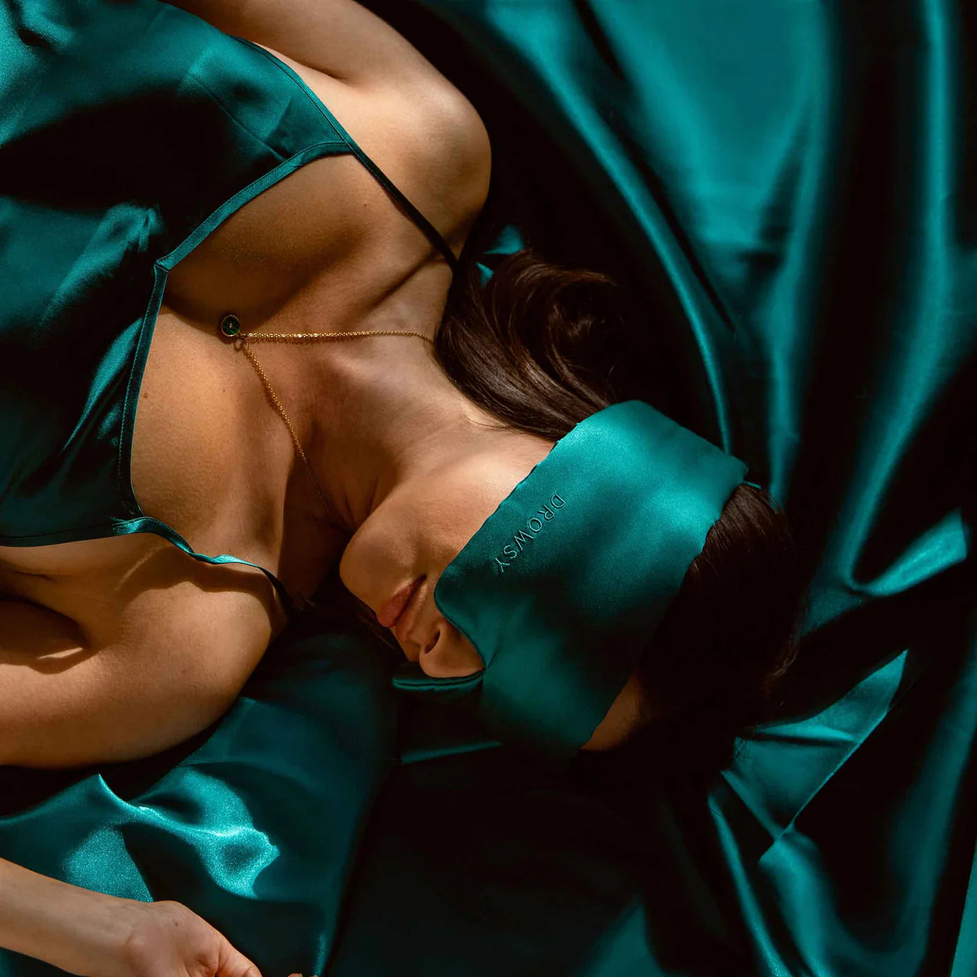 Drowsy Green Sapphire Silk Sleep Mask